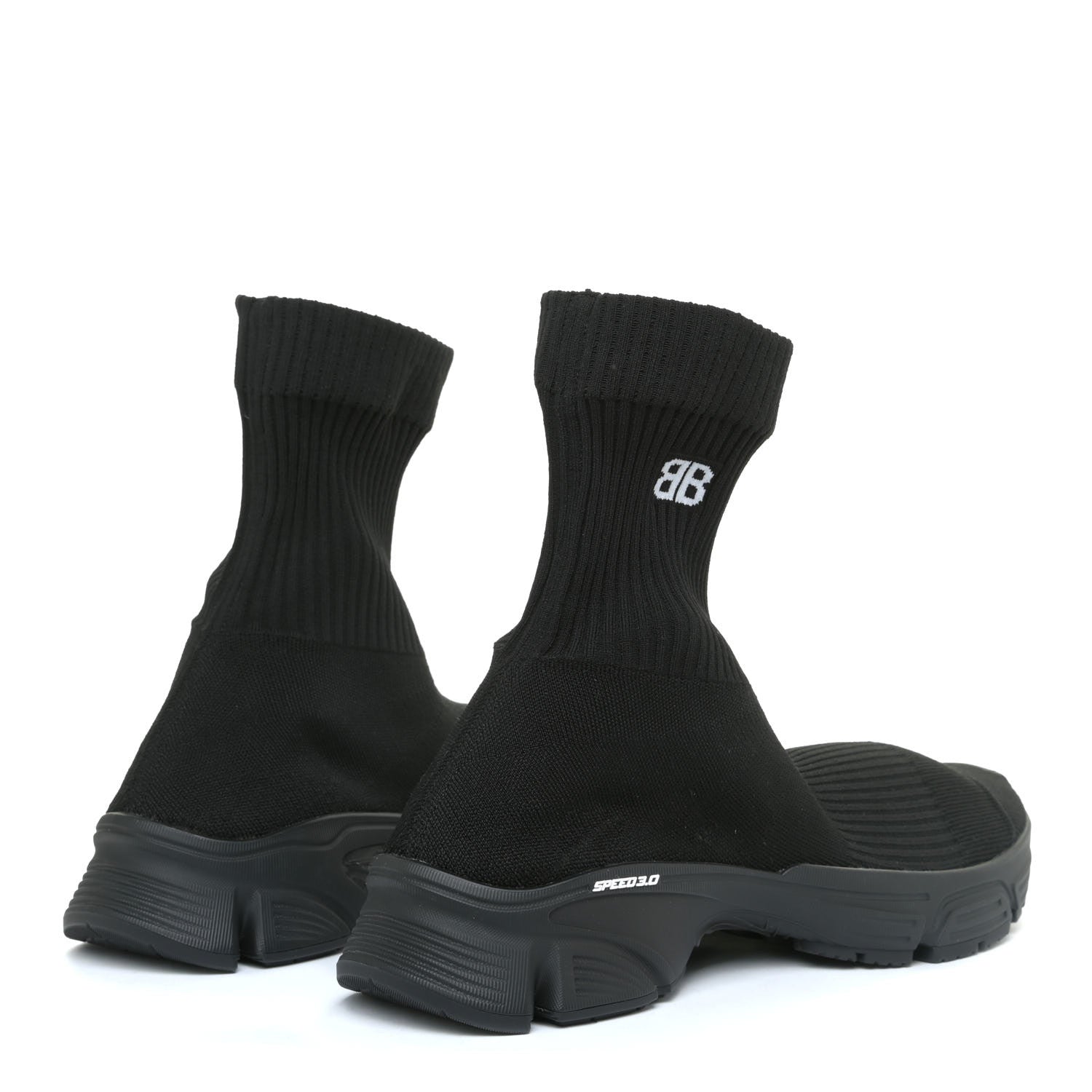 Balenciaga Technical Ribbed 3D Recycled Knit Womens Speed 3.0 Sneakers 41 Monocolor Black 4 of 10
