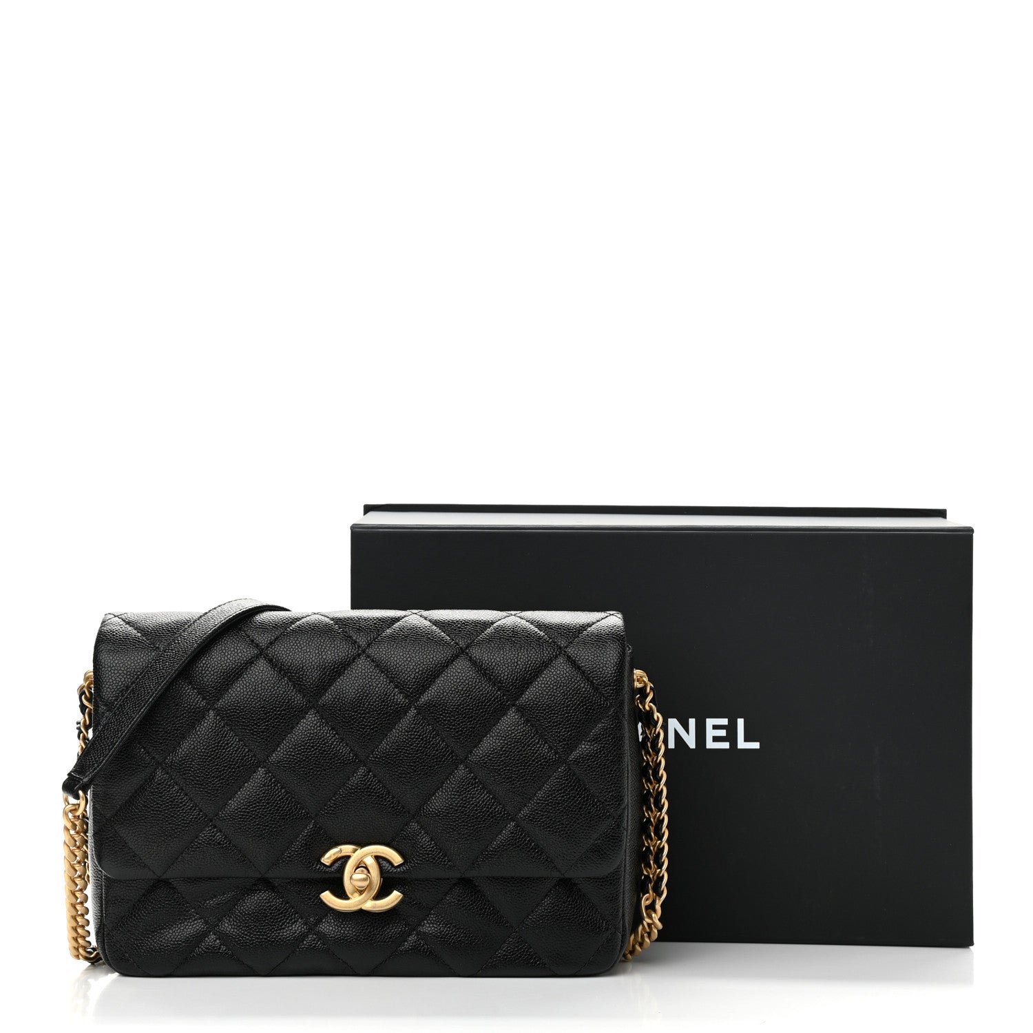 Chanel Shiny Caviar Quilted Large Chain Melody Flap Black 10 of 10