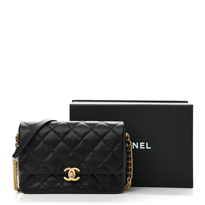 Chanel Shiny Caviar Quilted Large Chain Melody Flap Black 10 of 10