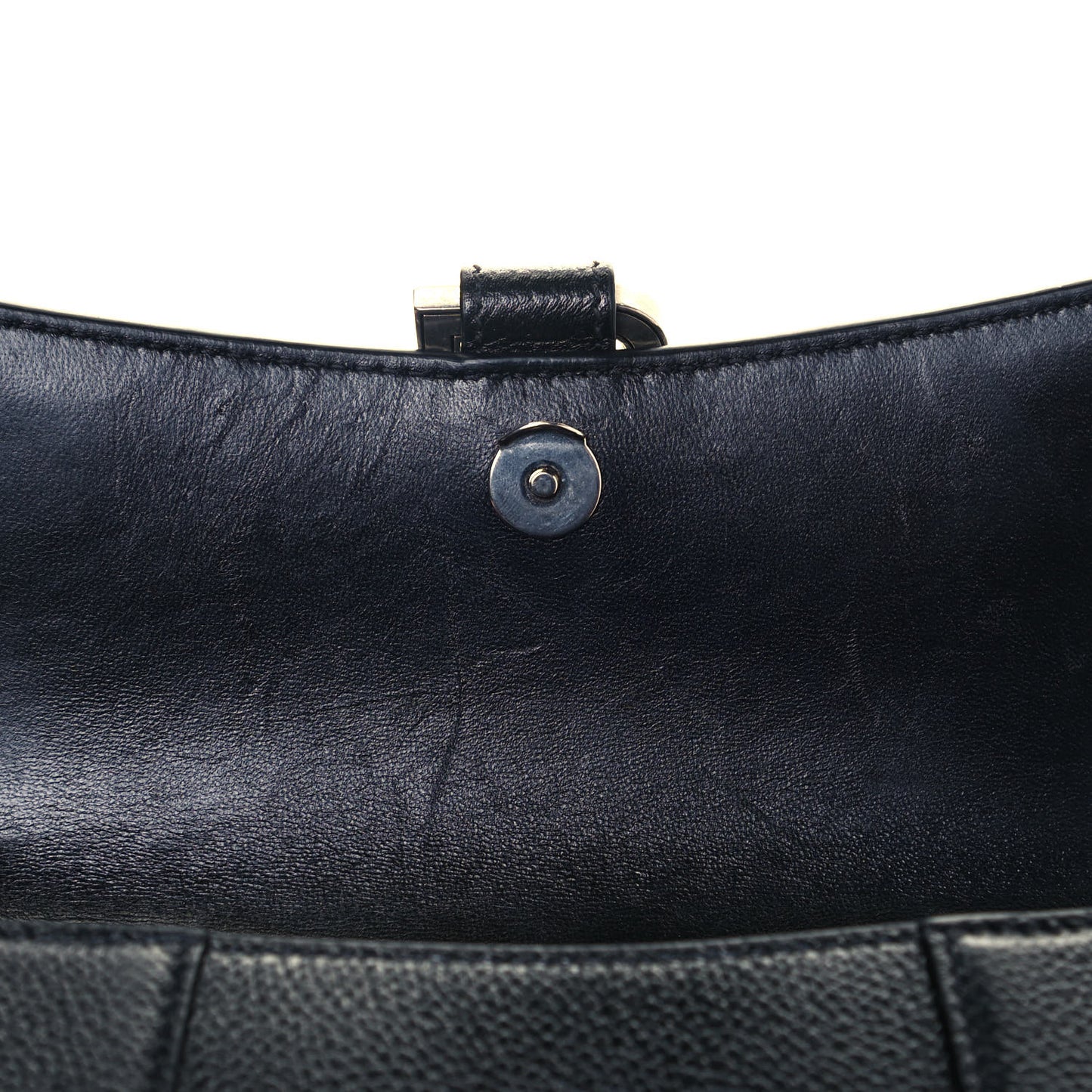 Grained Calfskin Hourglass Top Handle Bag XS Black