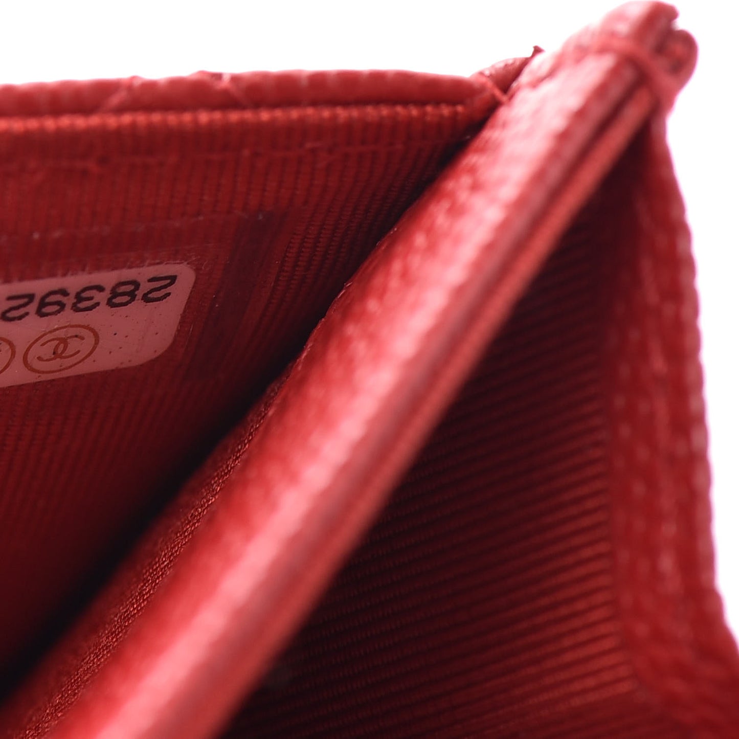 Caviar Quilted Flap Card Holder Wallet Red