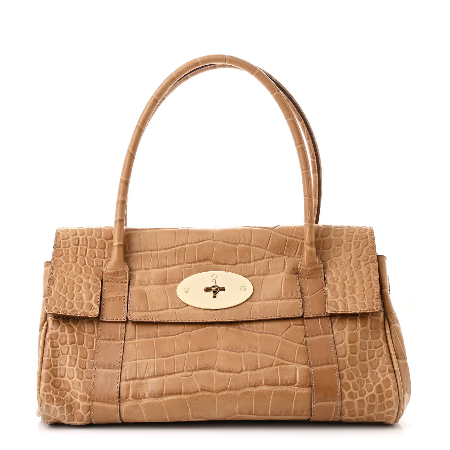 Mulberry Crocodile Embossed Calfskin East West Bayswater Teak 1 of 13