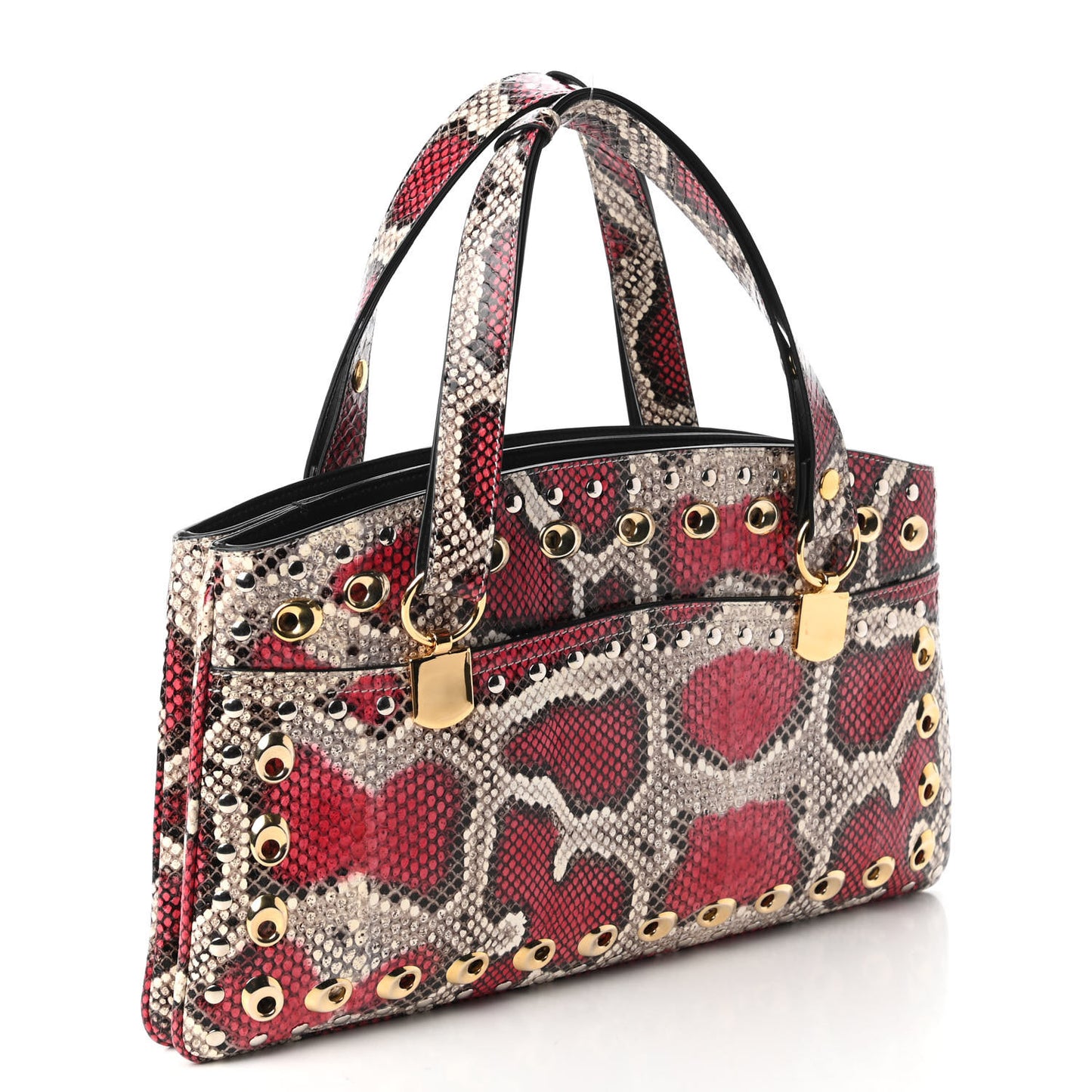 Snakeskin Large Arli Top Handle Bag Pink Beige