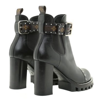Louis Vuitton Calfskin Monogram Star Trail Chelsea Ankle Boots 38.5 Black 3 of 17