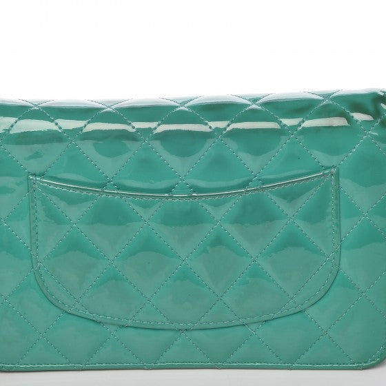 Chanel Patent Quilted Wallet On Chain WOC Green 13 of 15