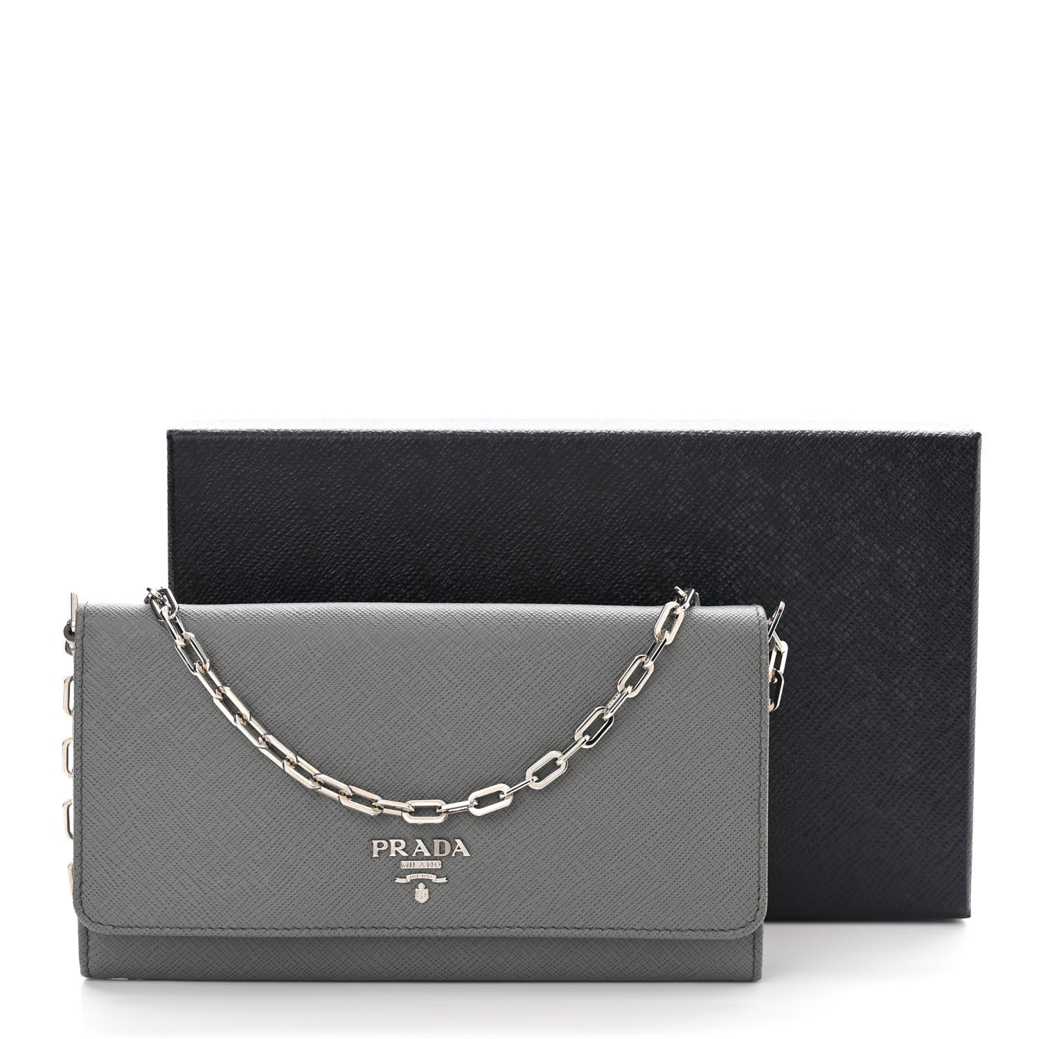 Prada Saffiano Metal Oro Chain Wallet Marmo 11 of 11
