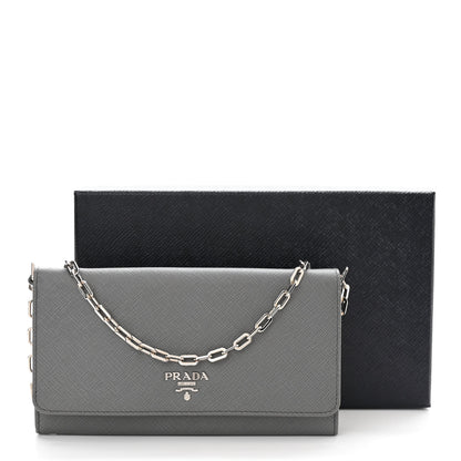 Prada Saffiano Metal Oro Chain Wallet Marmo 11 of 11