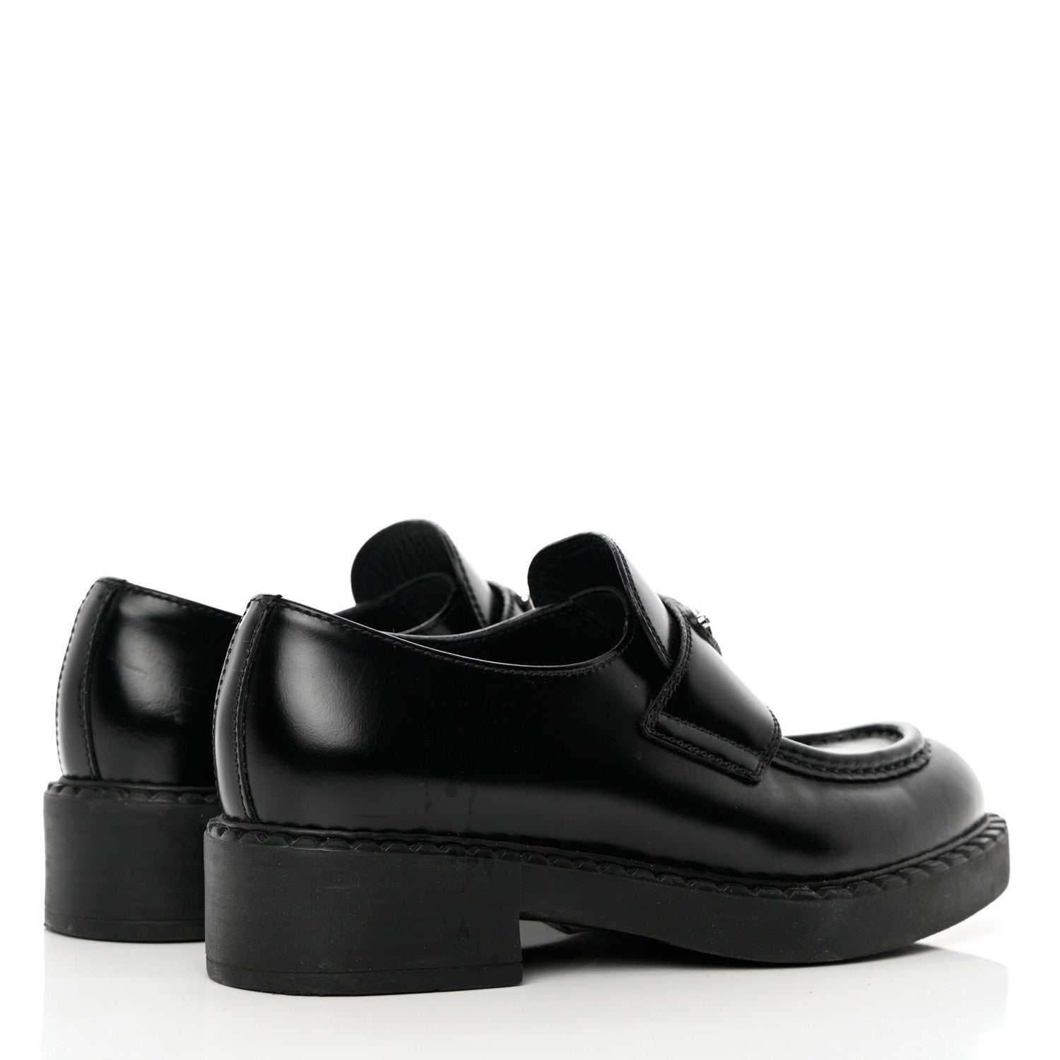 Prada Spazzolato Metal Triangle Logo 50mm Loafers 36 Black 4 of 9
