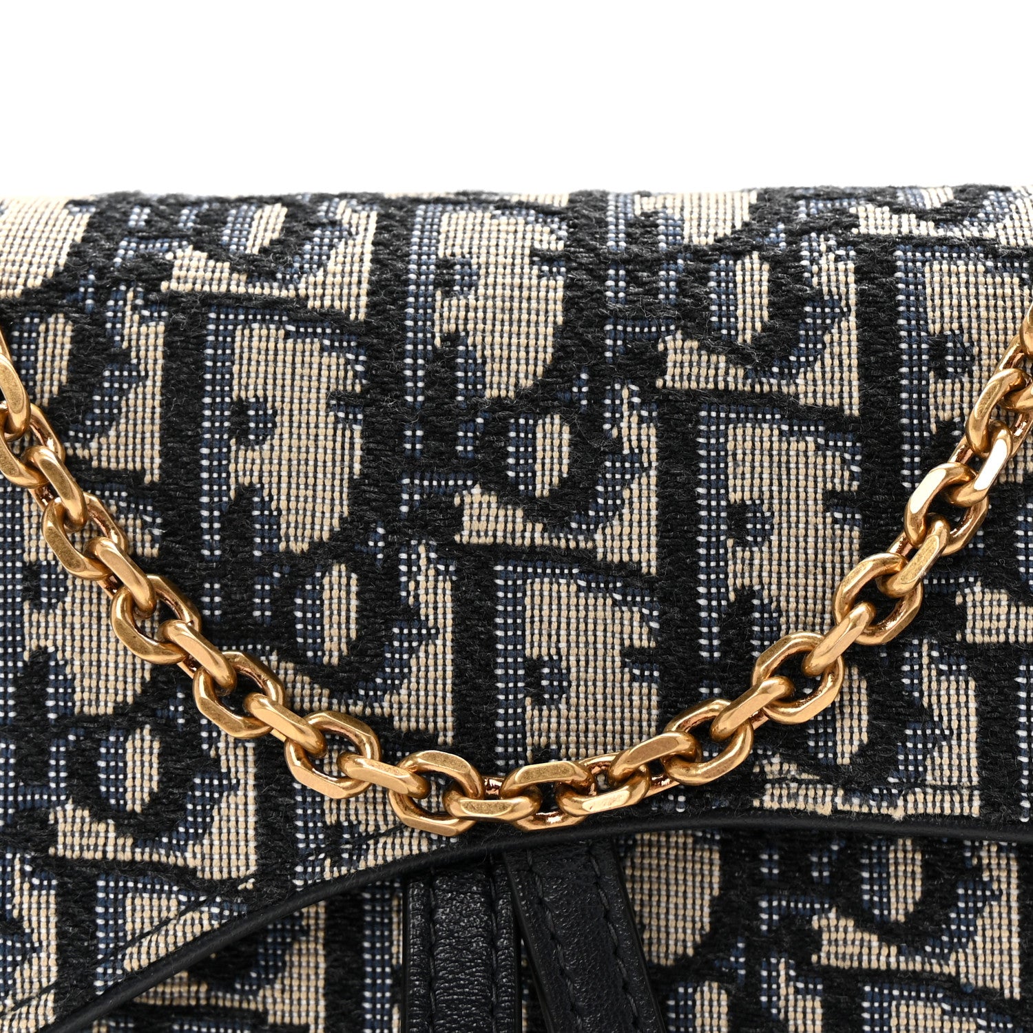 Christian Dior Oblique Small Saddle Chain Pouch Blue Blue 9 of 12