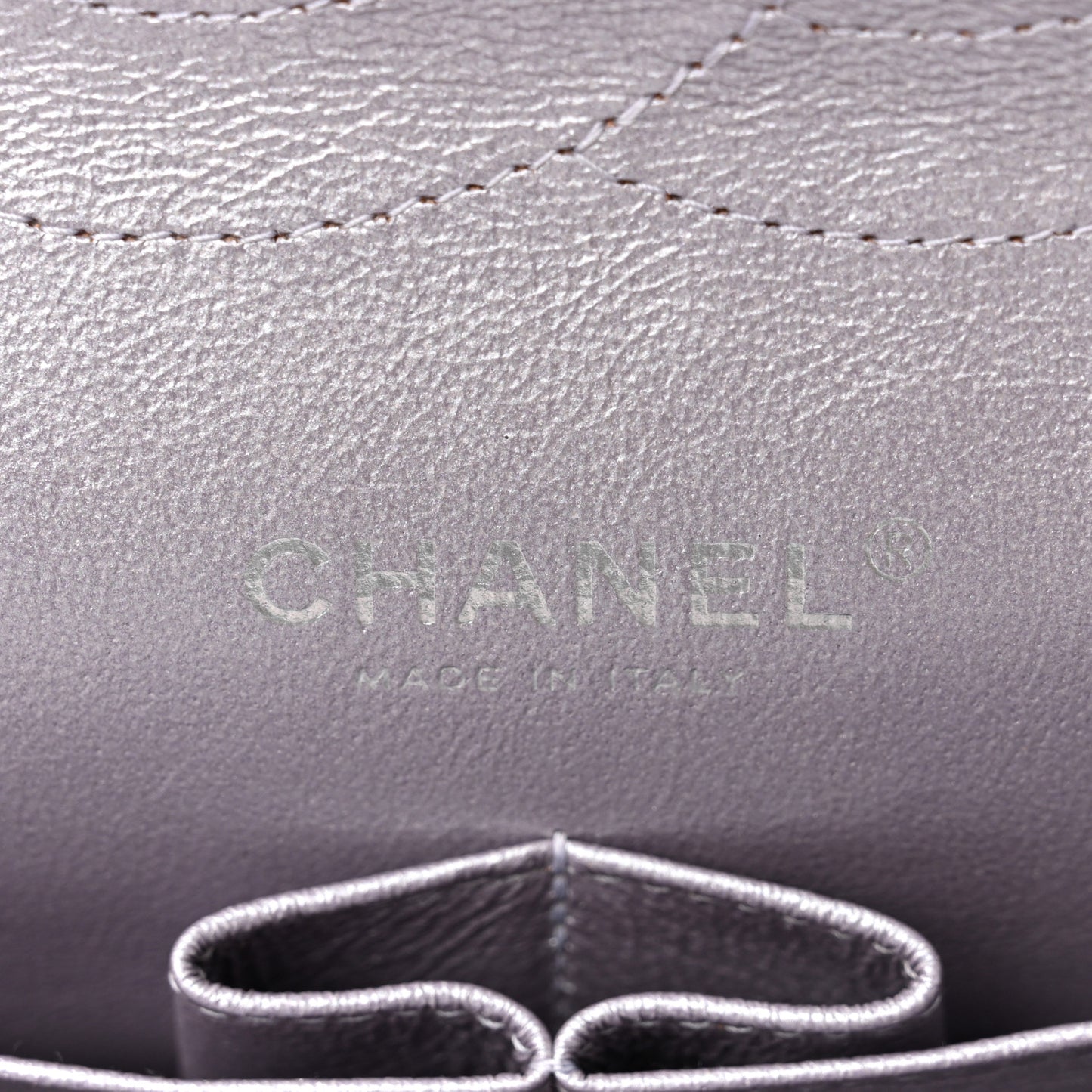Metallic Lambskin Quilted Jumbo Double Flap Light Purple