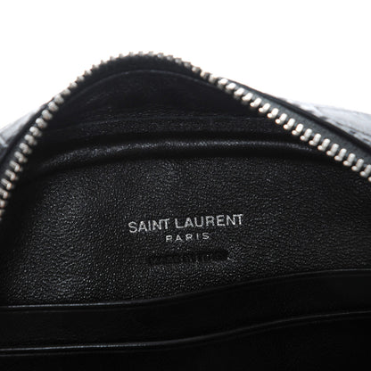 Saint Laurent Calfskin Crocodile Embossed Monogram Blogger Bag Black 6 of 8