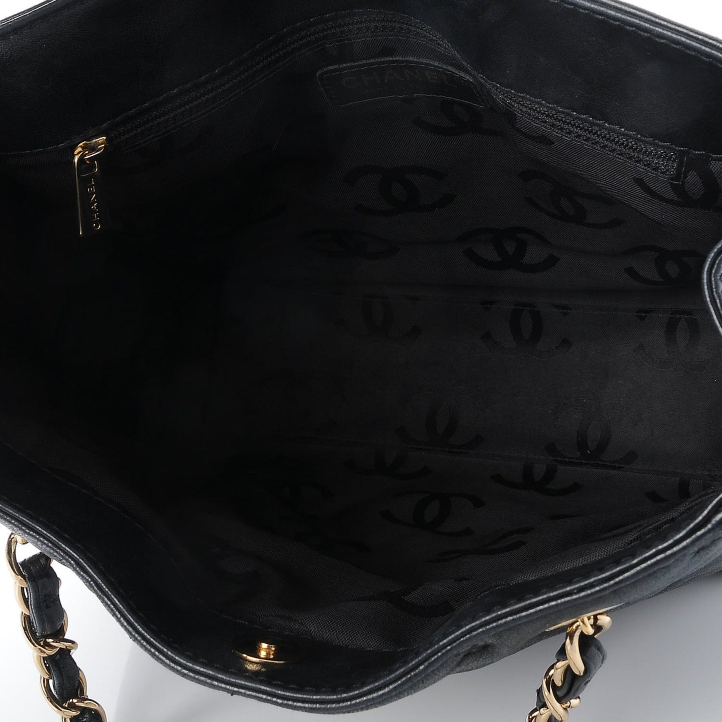 Lambskin Cross Stitch Shopper Tote Black