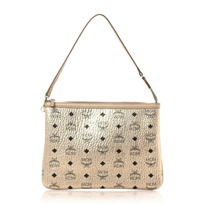 MCM Metallic Visetos Liz Shopper Tote Pouch Gold 1 of 10