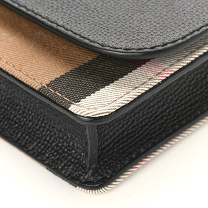 Burberry Grained Calfskin House Check Tartan Mix Hampshire Wallet On Chain Black 8 of 8