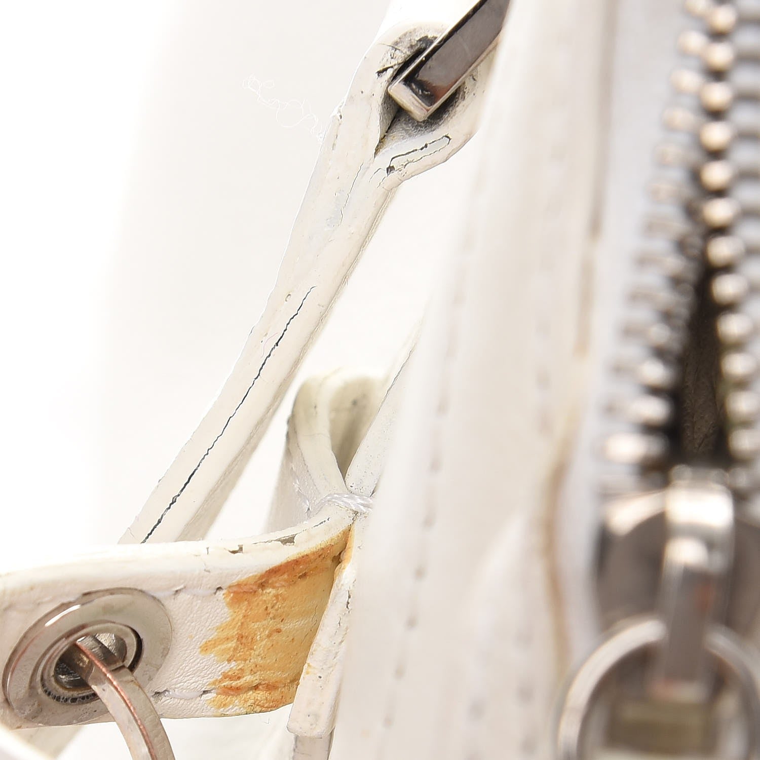Christian Dior Calfskin Logo Charms Boston White 10 of 14