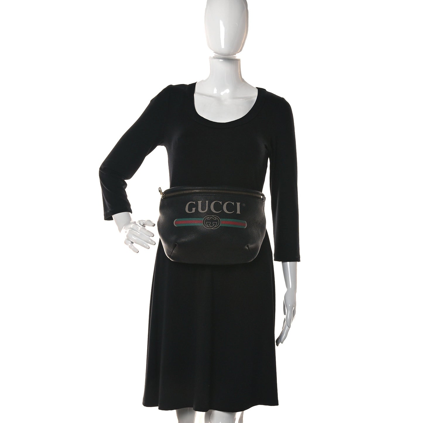 Grained Calfskin Logo Belt Bag Black