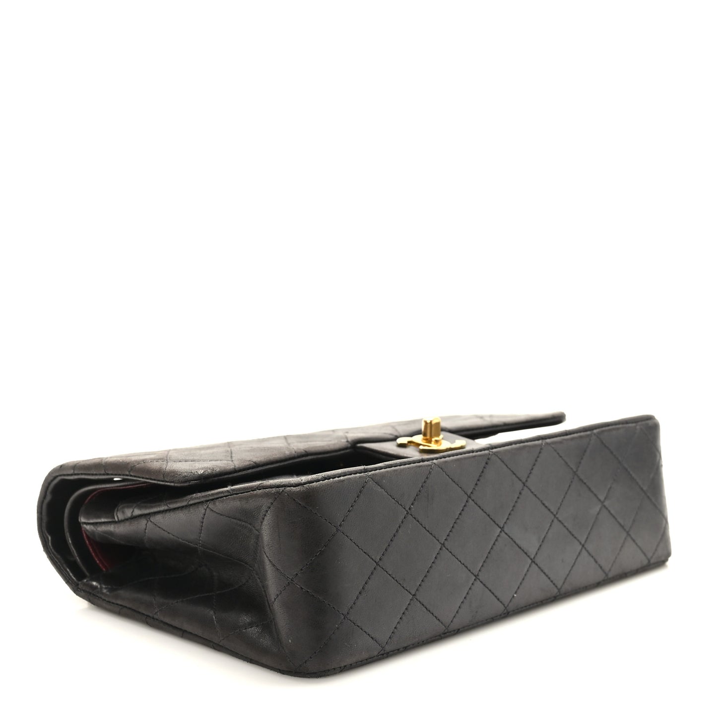 Lambskin Quilted Medium Double Flap Black