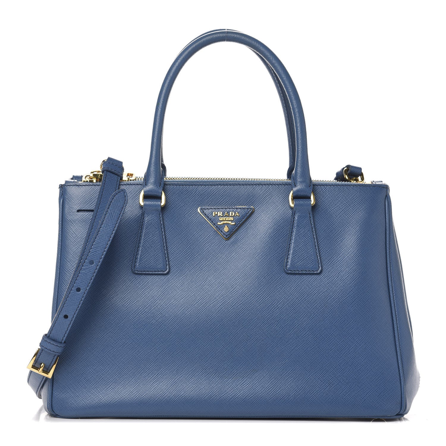 Prada Saffiano Small Galleria Double Zip Tote Bluette 1 of 17