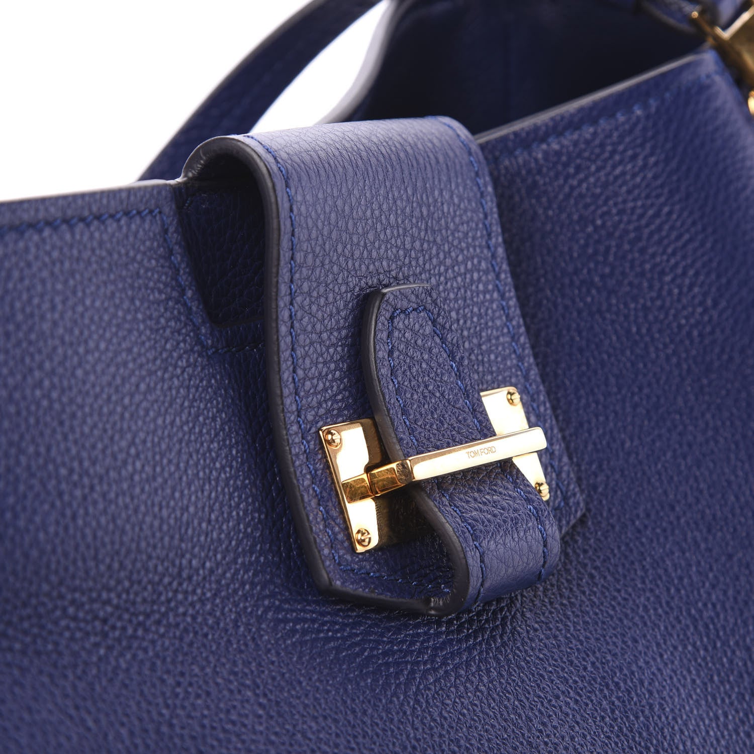 Tom Ford Grained Calfskin Sedgwick Medium Zipper Tote Cobalt 10 of 12
