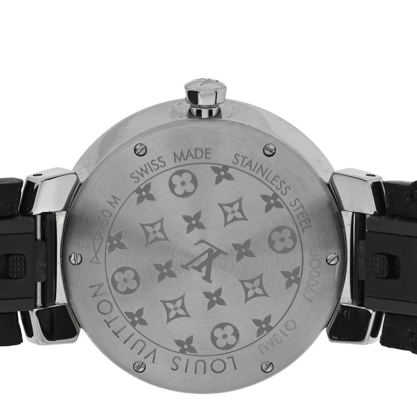 Stainless Steel Epi Diamond 33mm Tambour Slim Quartz Watch Black