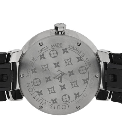 Louis Vuitton Stainless Steel Epi Diamond 33mm Tambour Slim Quartz Watch Black 4 of 5