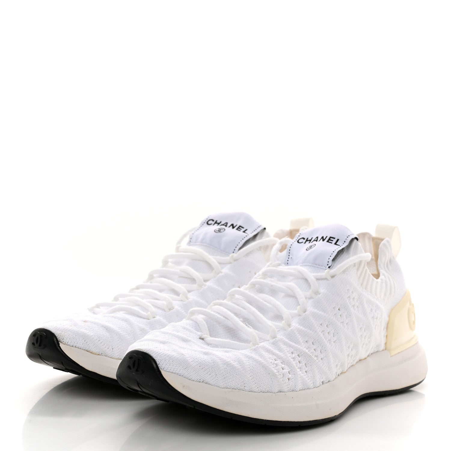 Chanel Mixed Fibers Quilted Womens CC Sneakers 37 White 3 of 6