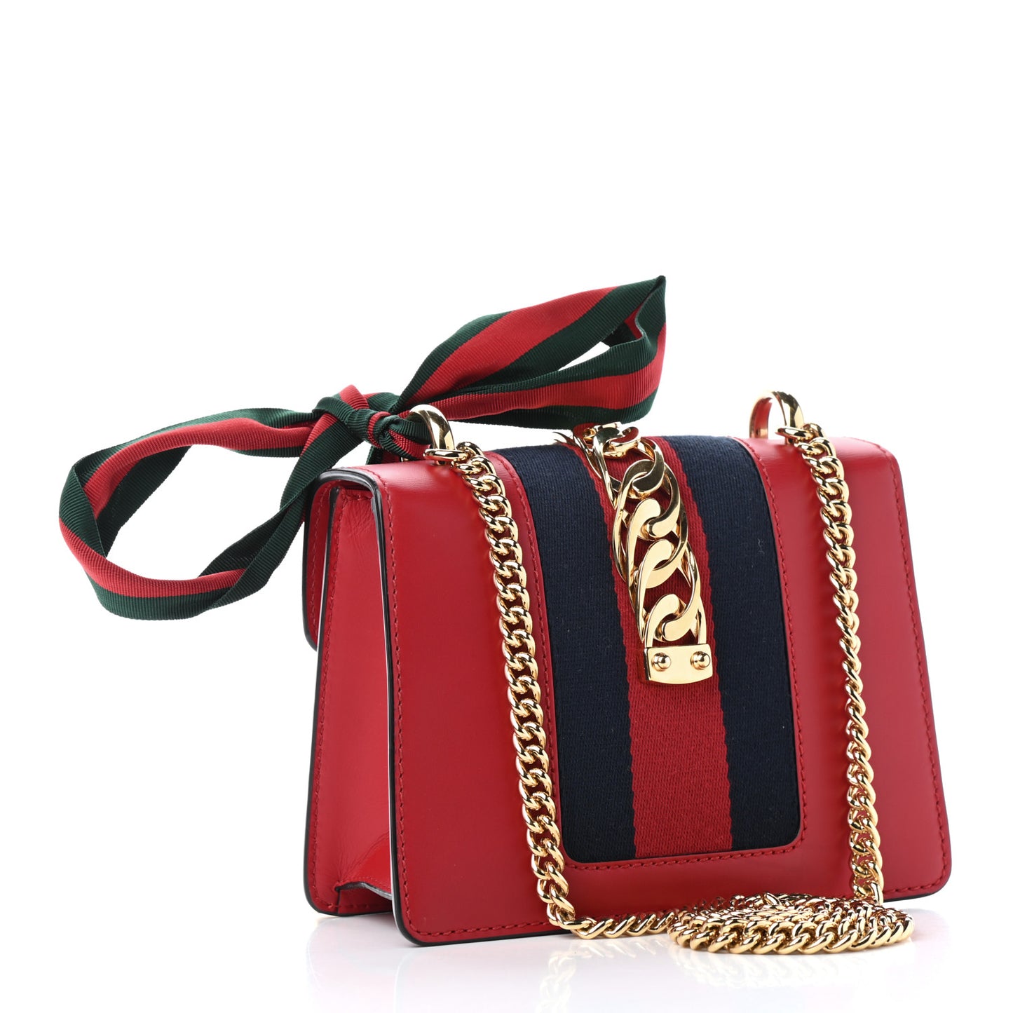 Calfskin Mini Sylvie Chain Shoulder Bag Hibiscus Red