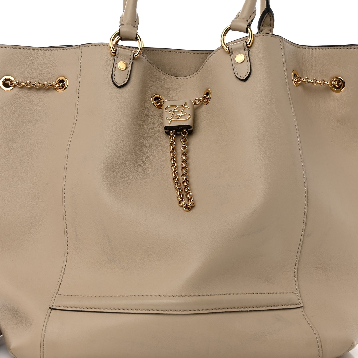 Vitello Grace King Karligraphy Chain Bucket Bag Nuvola Praline
