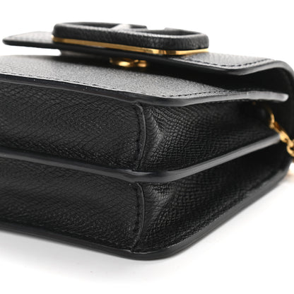 Valentino Garavani Grainy Calfskin Vlogo Compact Wallet with Chain Black 8 of 8