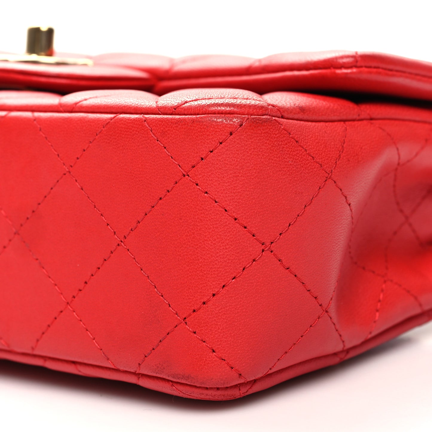 Lambskin Quilted Mini Rectangular Flap Red