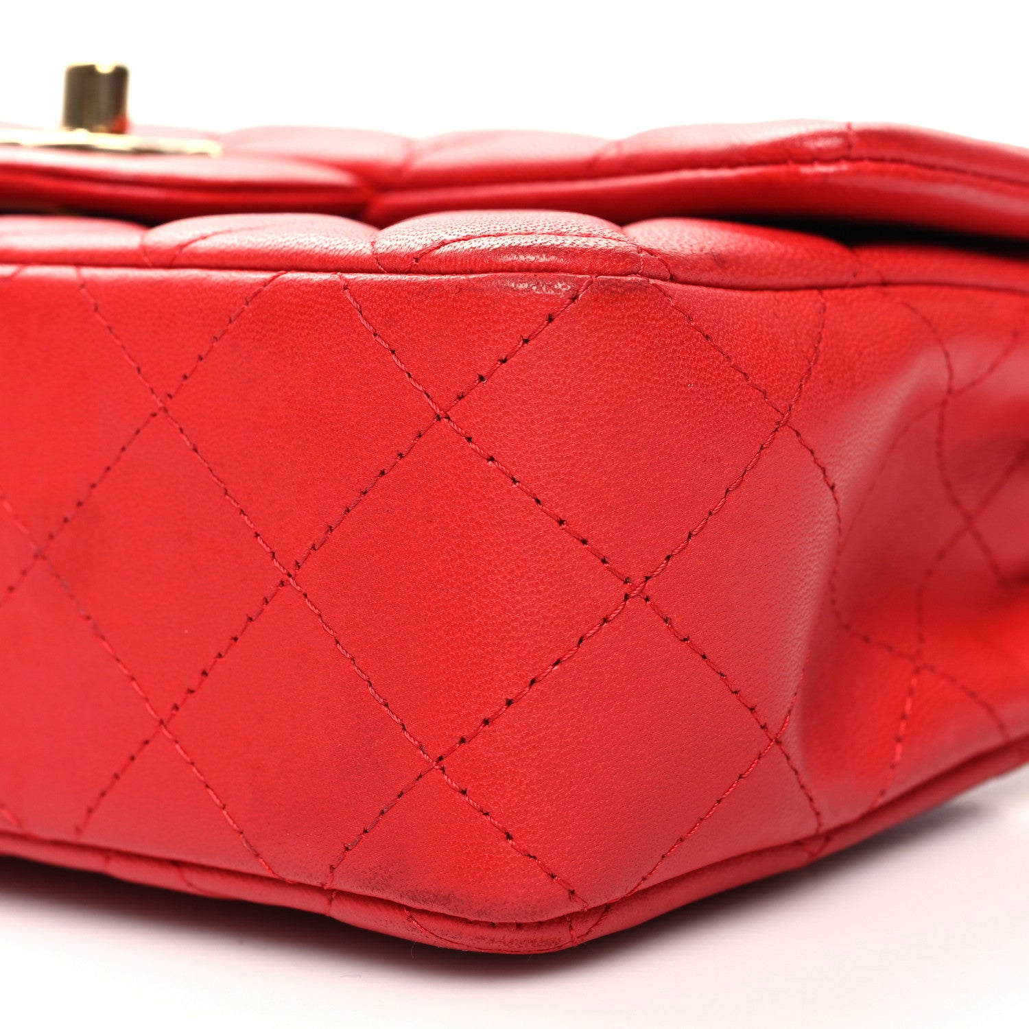 Chanel Lambskin Quilted Mini Rectangular Flap Red 10 of 12