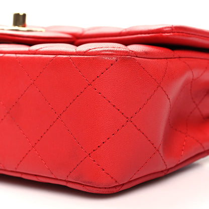 Chanel Lambskin Quilted Mini Rectangular Flap Red 10 of 12