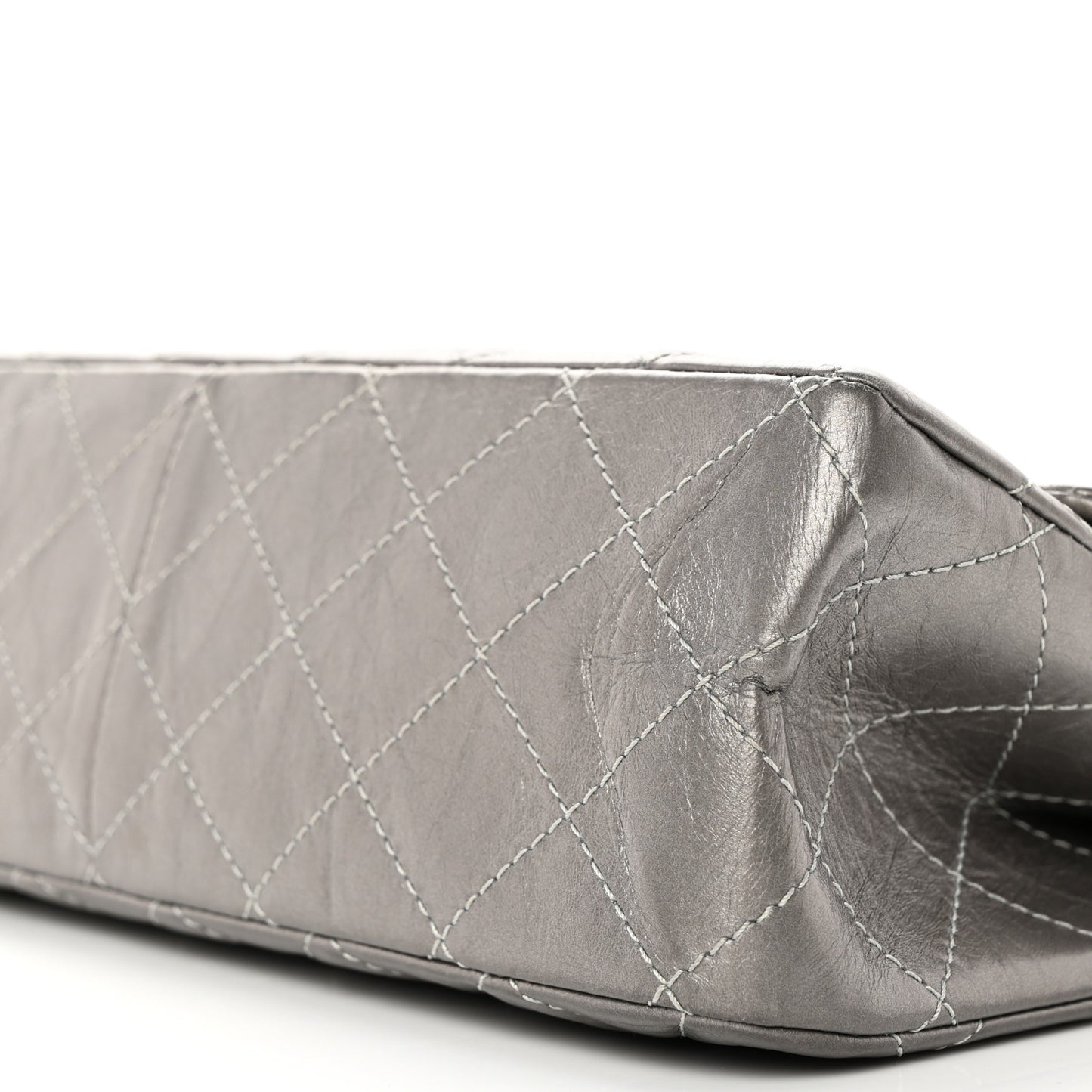 Metallic Aged Calfskin Quilted 2.55 Reissue 227 Flap Dark Silver