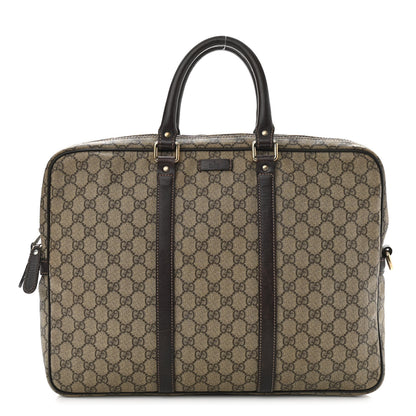 Gucci GG Supreme Monogram Selleria Calfskin Briefcase Beige Ebony Cocoa 1 of 16