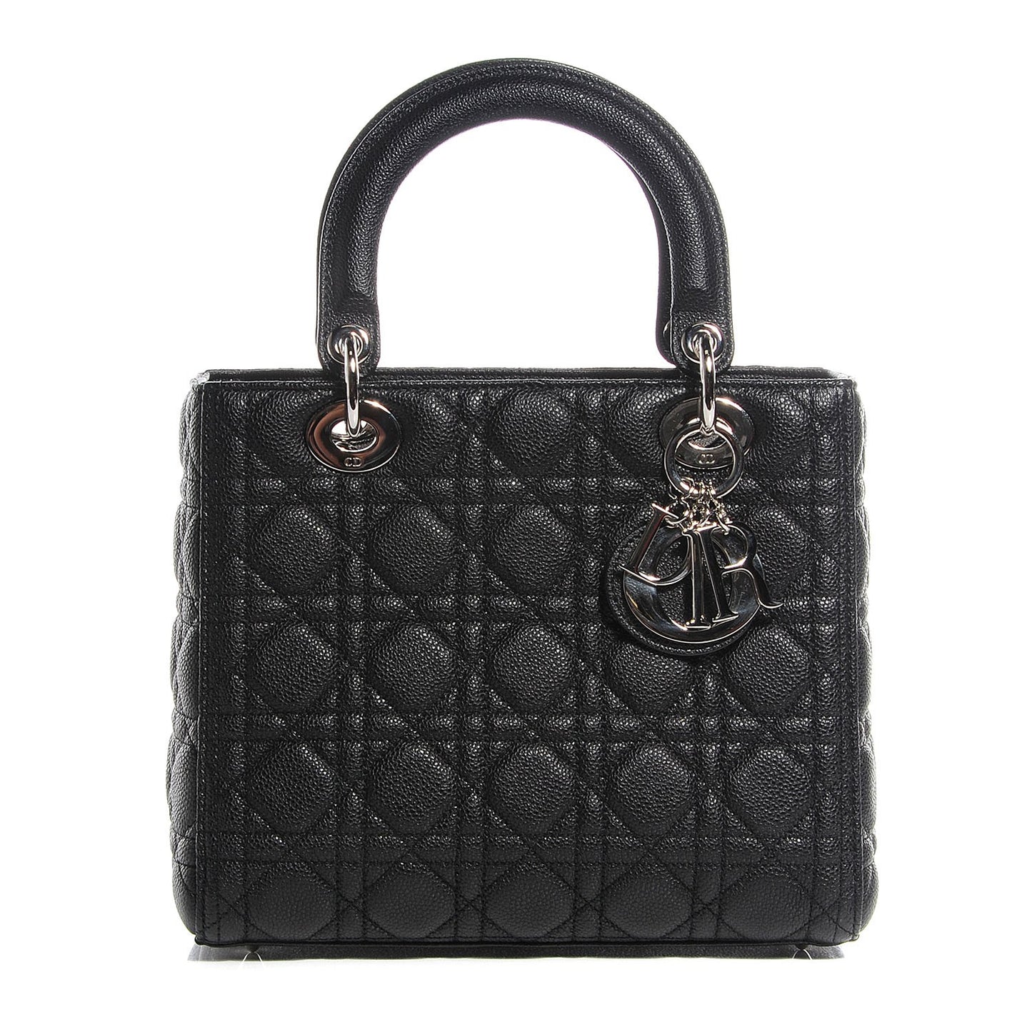 Grained Calfskin Cannage Medium Lady Dior Black