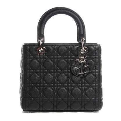 Christian Dior Grained Calfskin Cannage Medium Lady Dior Black 1 of 8