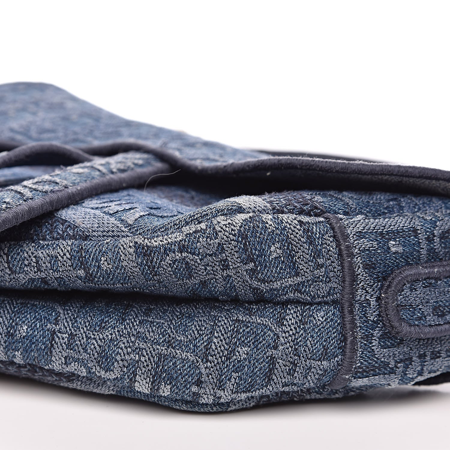 Christian Dior Oblique Denim Saddle Bag Blue 9 of 10