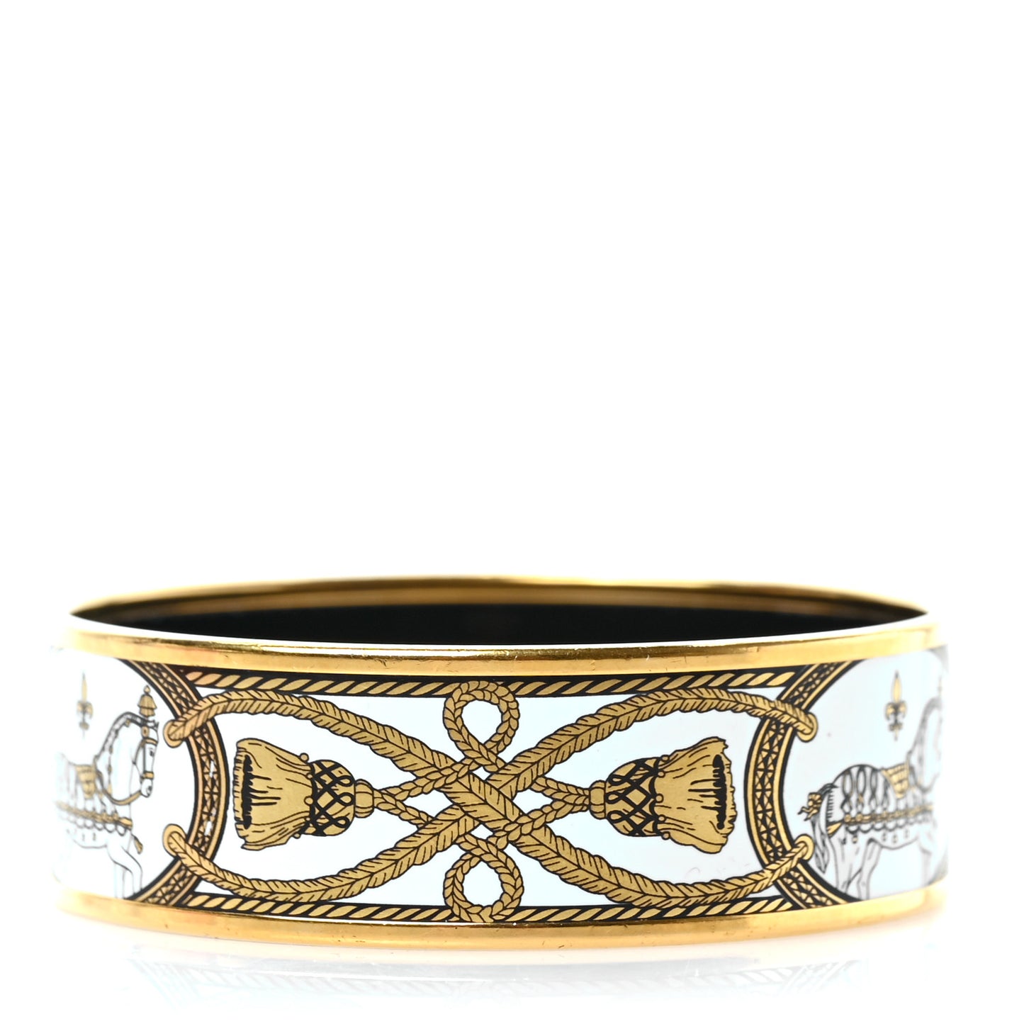 Enamel Printed Wide Grand Apparat Bracelet White