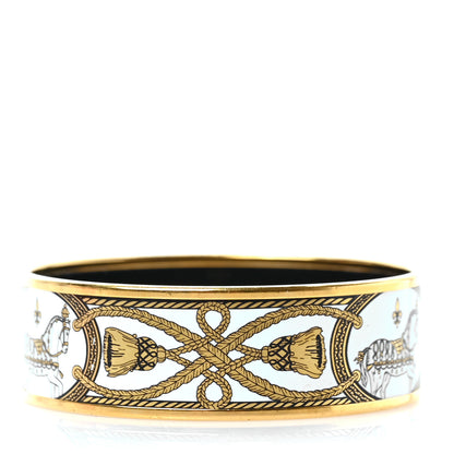 Hermes Enamel Printed Wide Grand Apparat Bracelet White 3 of 5