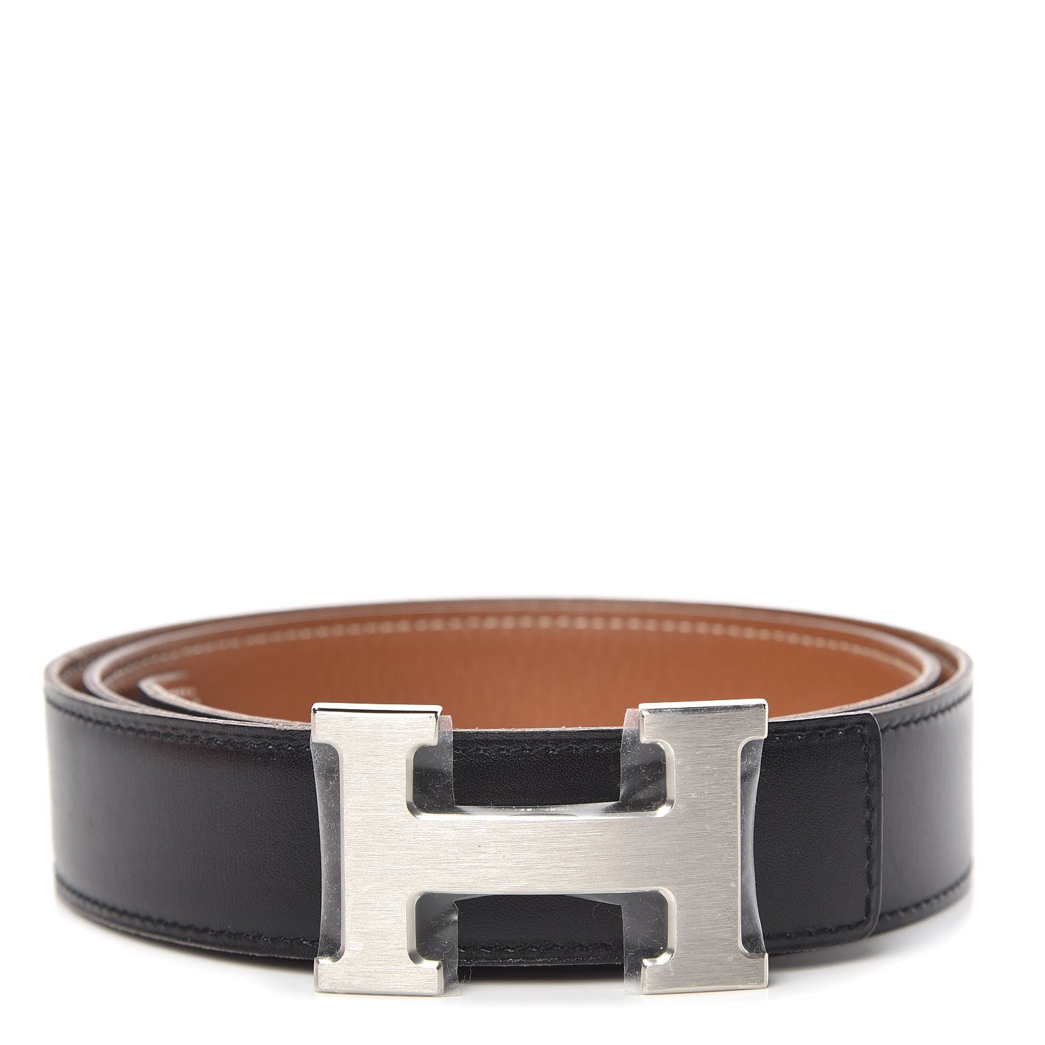 Hermes Box Togo 32mm H Belt 85 Black Gold 1 of 9
