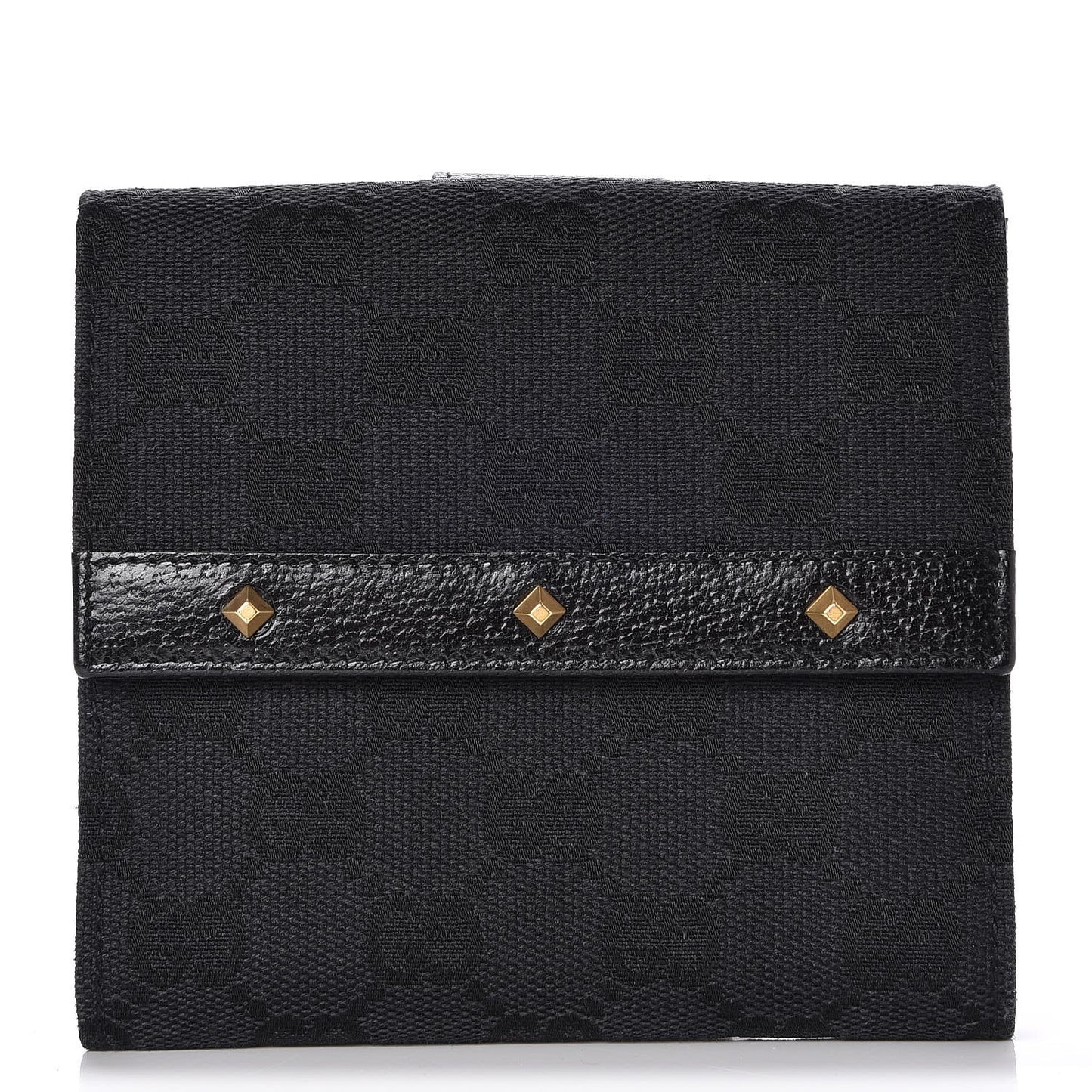 Monogram Studded French Flap Wallet Black