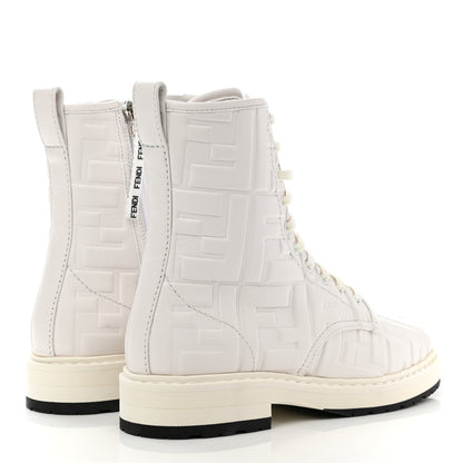 Fendi Nappa FF Embossed Womens Biker Boots 36 Snow 4 of 11