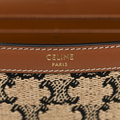 Celine Raffia Jacquard Calfskin Triomphe Wallet on Chain Natural Tan 6 of 10