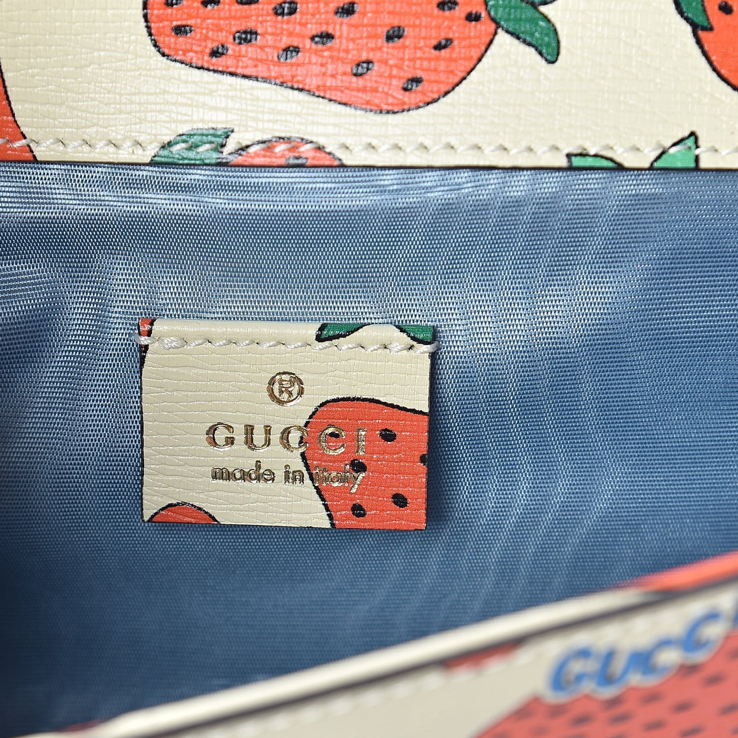 Calfskin Strawberry Print Mini Zumi Shoulder Bag Ivory Red