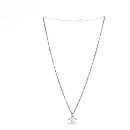 Chanel Crystal Timeless CC Necklace Silver 4 of 7