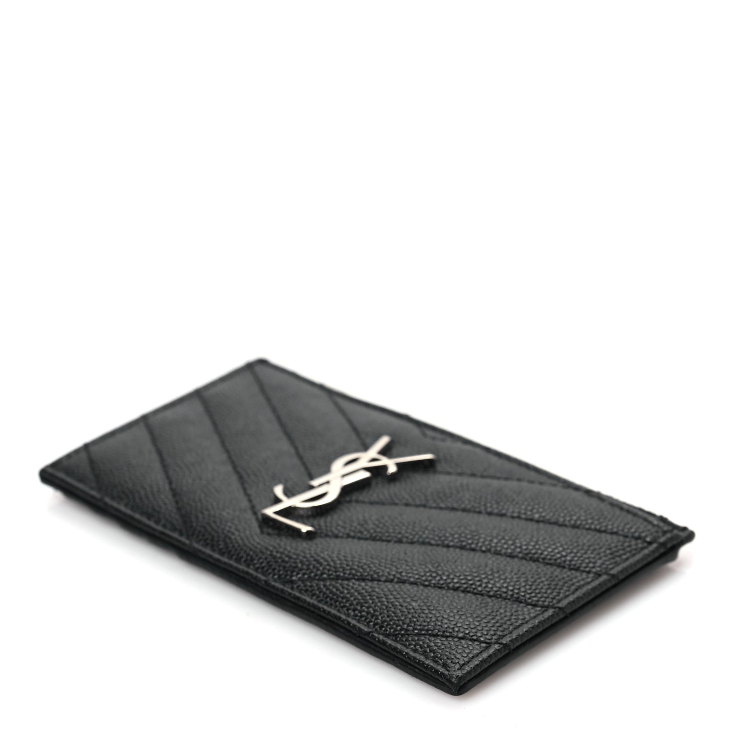 Grain De Poudre Matelasse Chevron Monogram Fragments Zippered Card Case Black