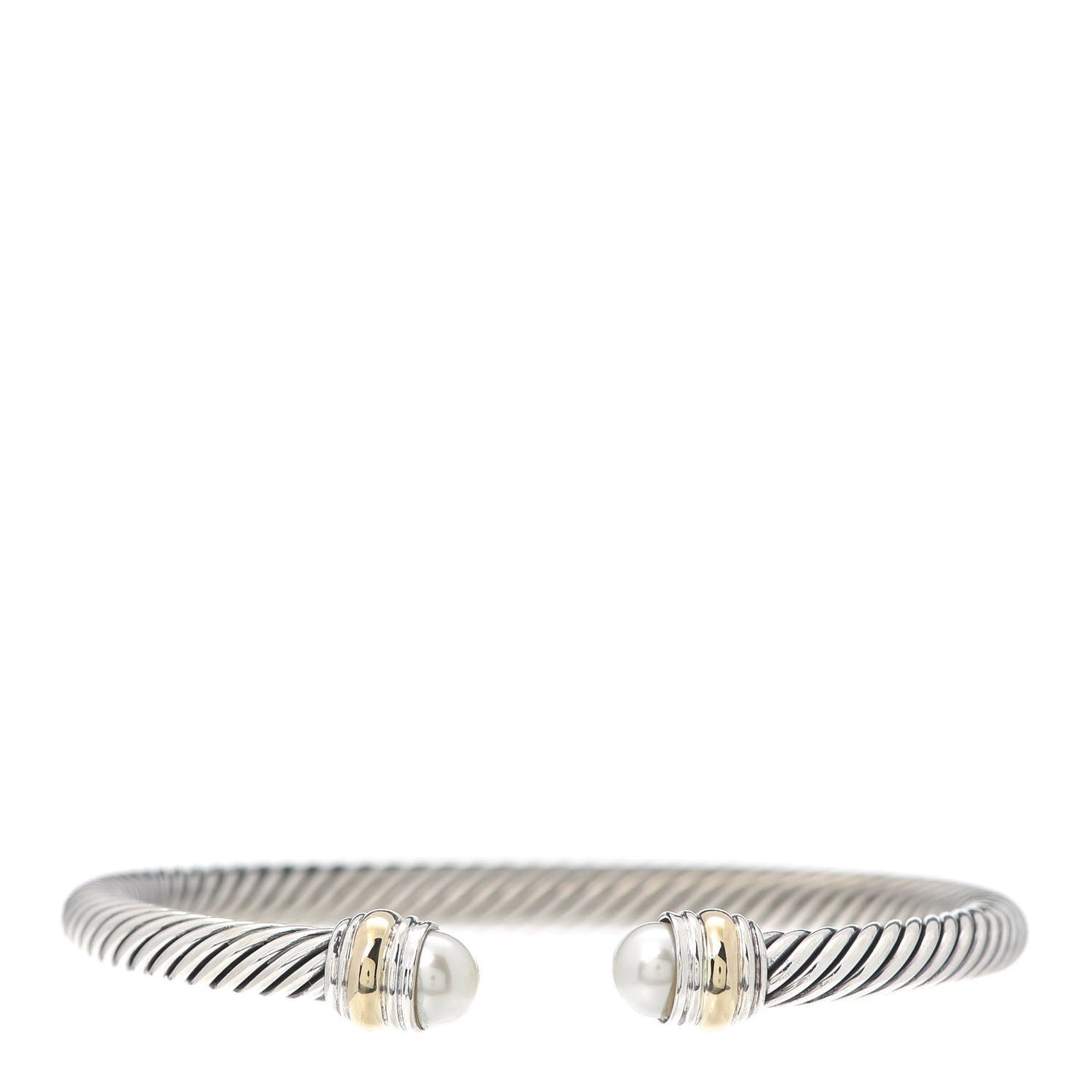Sterling Silver 14K Yellow Gold Pearl 5mm Cable Classics Bracelet