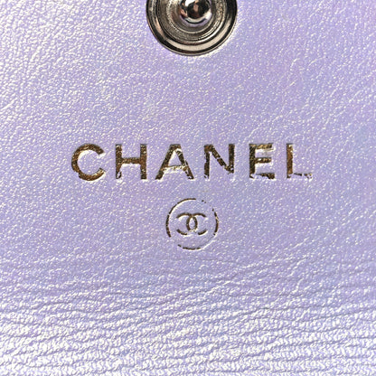 Chanel Iridescent Calfskin Quilted Chanel 19 Flap Card Holder Light Purple 6 of 14