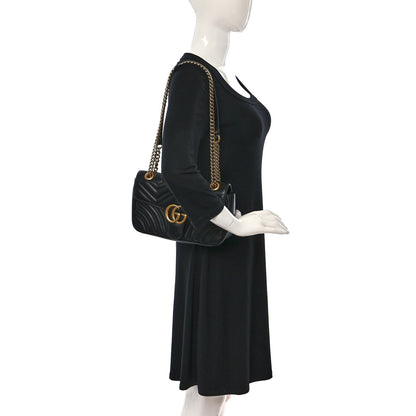 Gucci Calfskin Matelasse Small GG Marmont Shoulder Bag Black 2 of 9