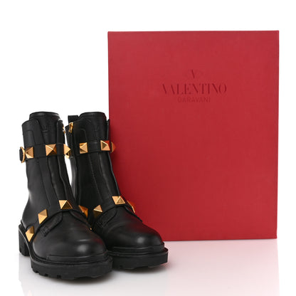 Valentino Garavani Calfskin Roman Stud 20/40mm Combat Boots 40 Black 10 of 10